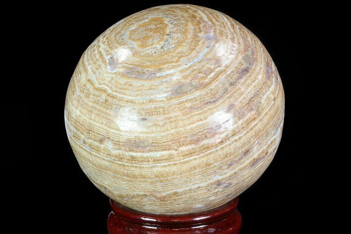 Polished, Banded Aragonite Sphere - Morocco #82247